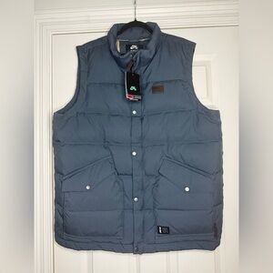 $150 NWT Nike SB 550 Navy Blue Gray Down Puffer‎ Vest Men's XL  Zip Up